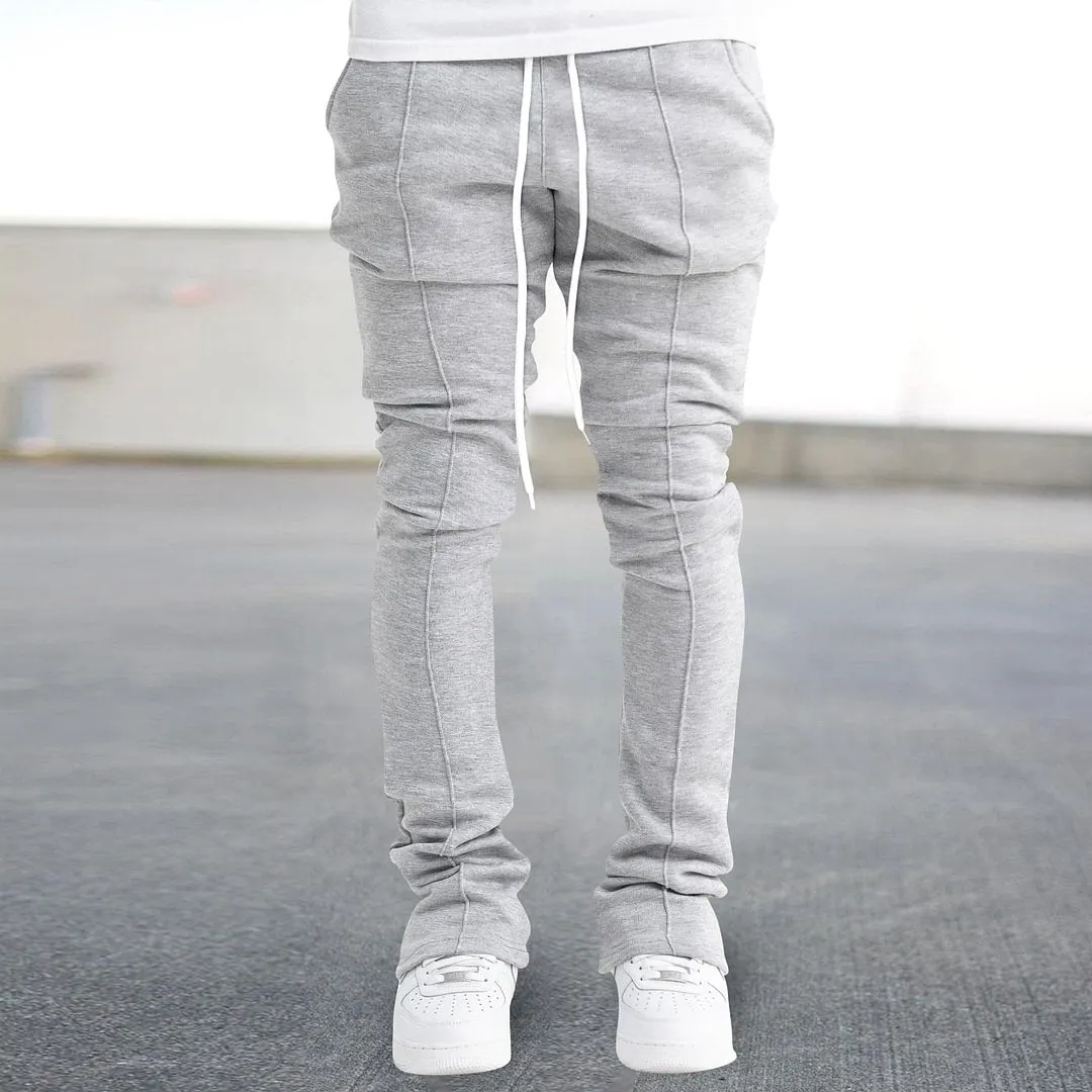 Gray Stacked Sweatpants Joggers