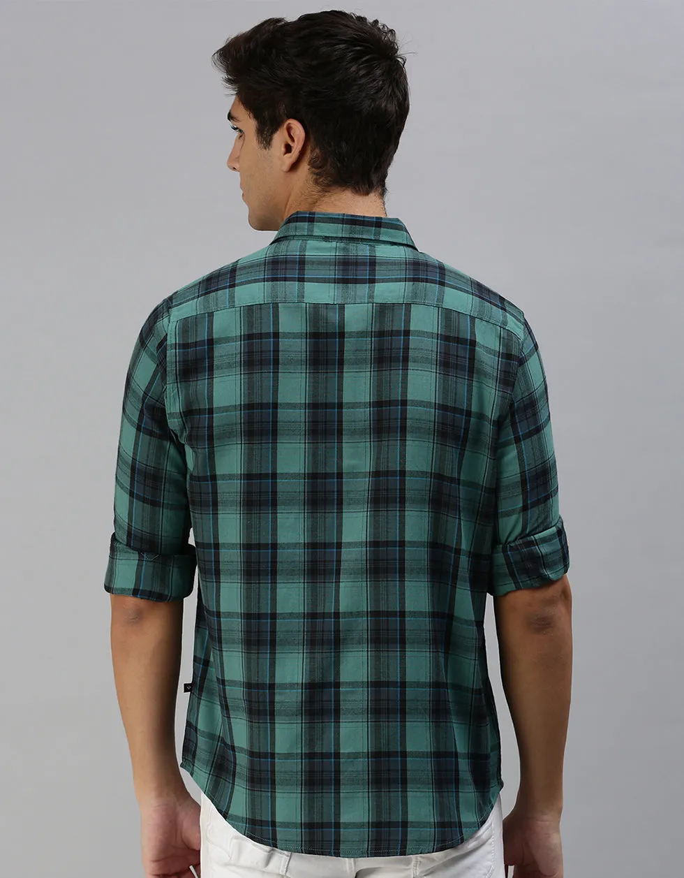 Green Checks Printed Shirt