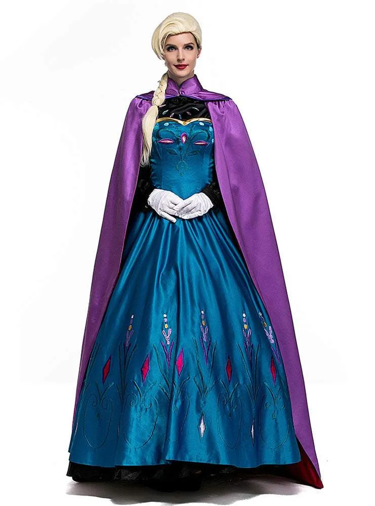 Halloween Adult Snow Queen Anna Cosplay Costume Dress