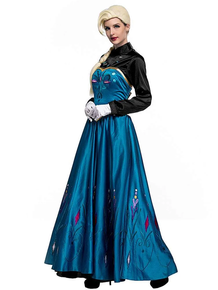 Halloween Adult Snow Queen Anna Cosplay Costume Dress