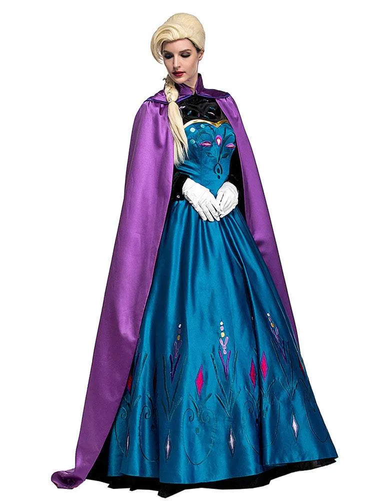 Halloween Adult Snow Queen Anna Cosplay Costume Dress