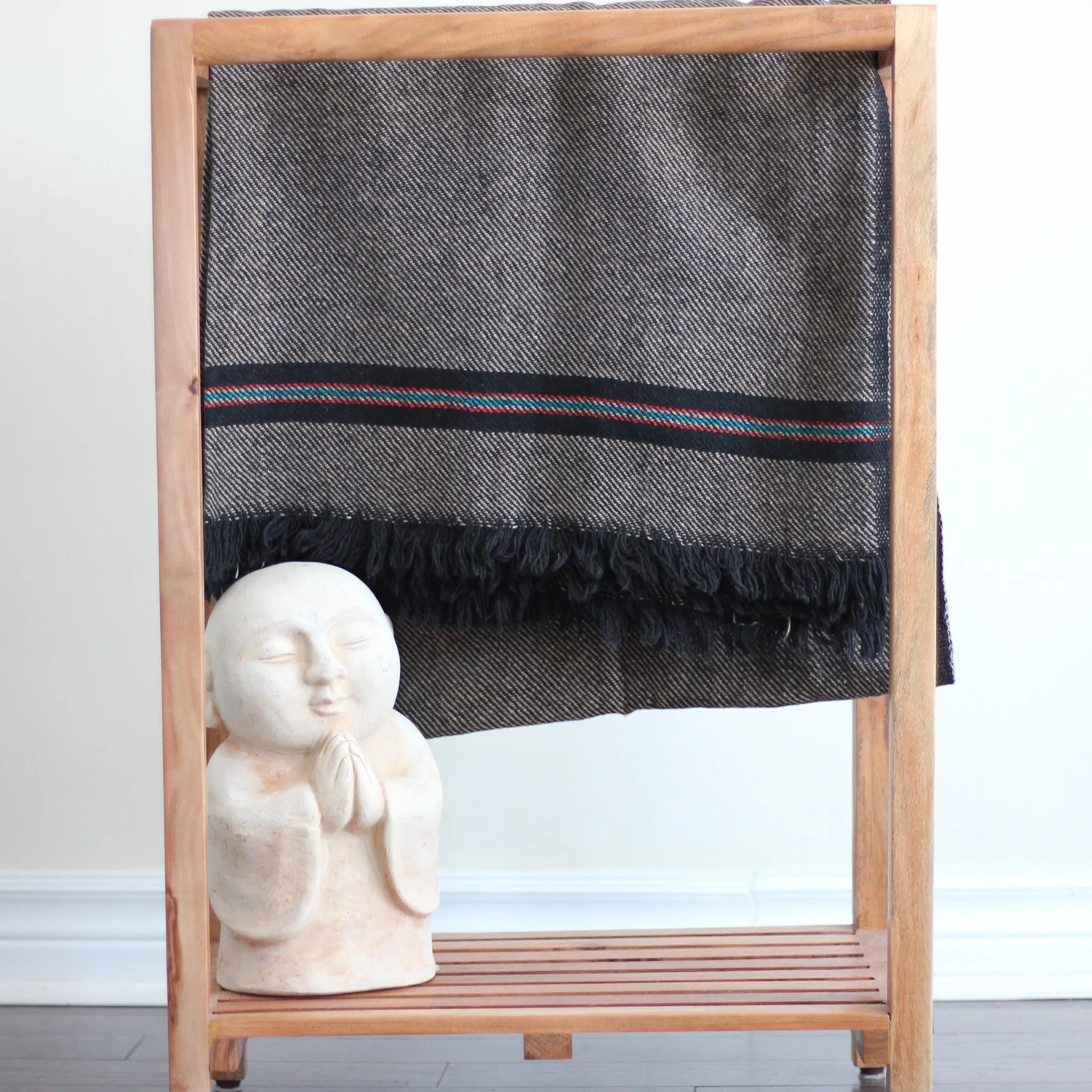 Handwoven Woolen Throw cum Blanket - Rustic Cottage Charm | Brown-Black, 38x72"