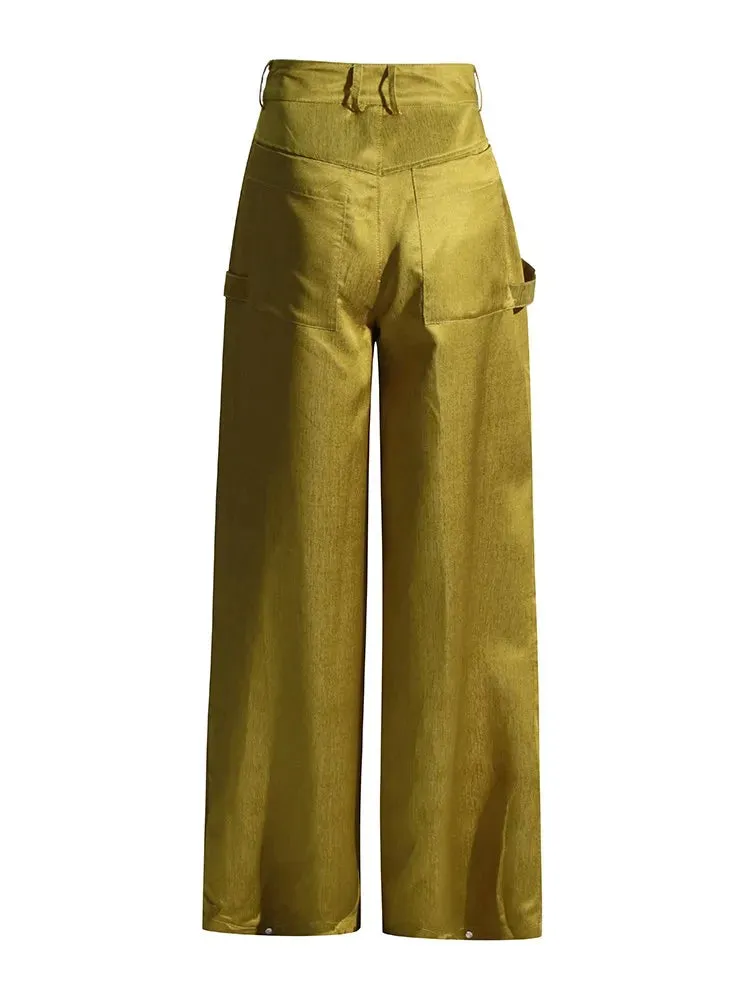 HEYFANCYSTYLE Elegant Wide Leg Pants with Oversized Pockets