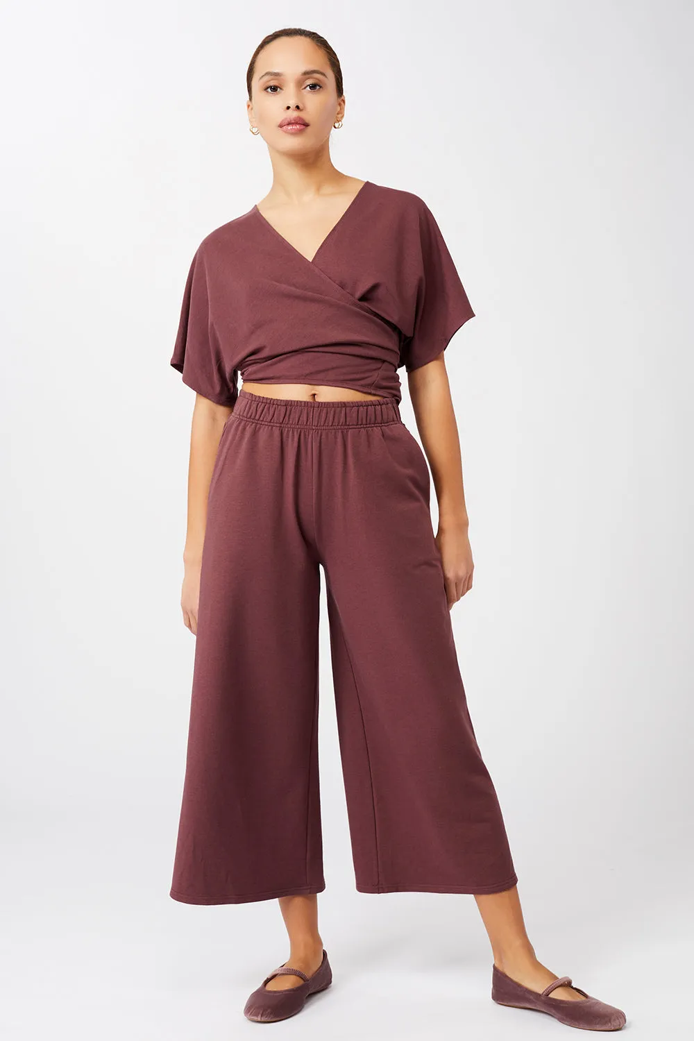 Holistic Wrap   Wild Leg Pants Cropped Ruby