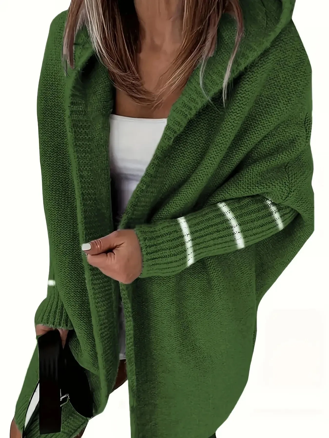 Hooded Knitted Cardigan Long Sleeve Casual Sweater for Winter & Fall Women's Clothing