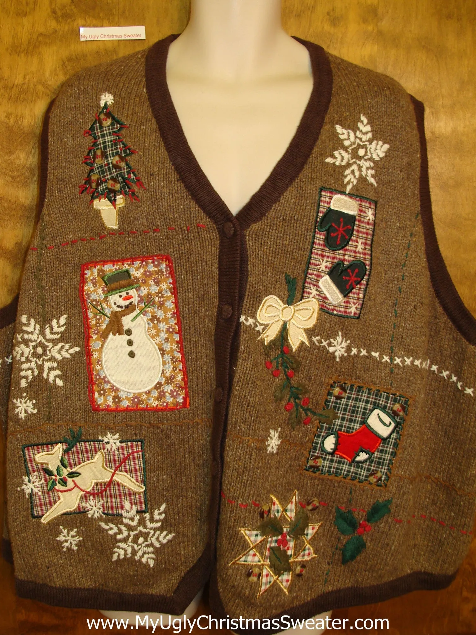 Horrible Brown Christmas Sweater Vest  4XL 