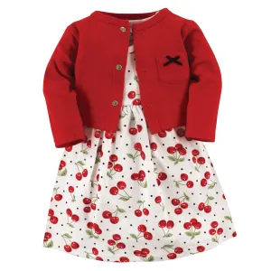 Hudson Baby Cotton Dress and Cardigan Set, Cherries