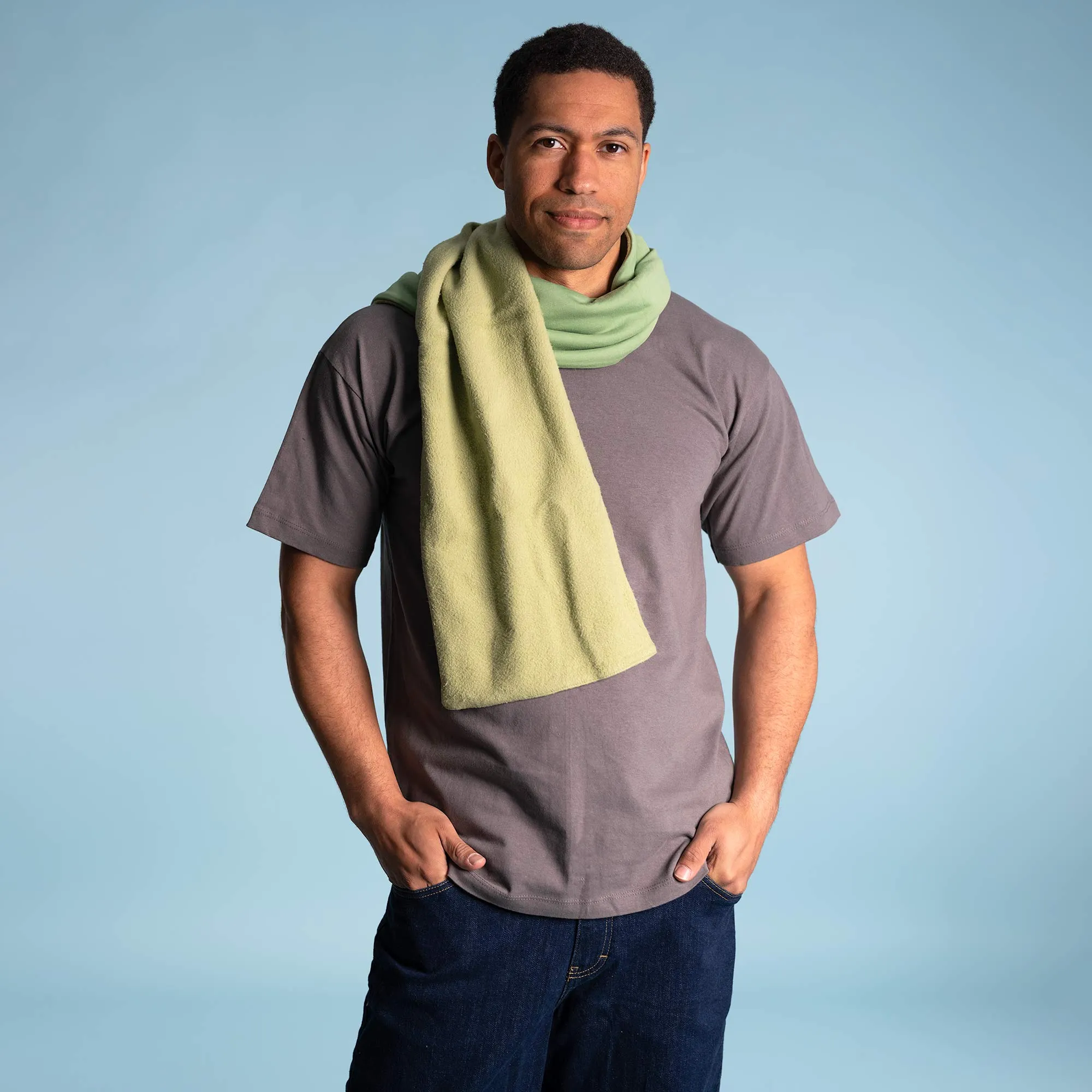 HURON Reversible 100% Organic Cotton Fleece - Jersey Scarf (Unisex)