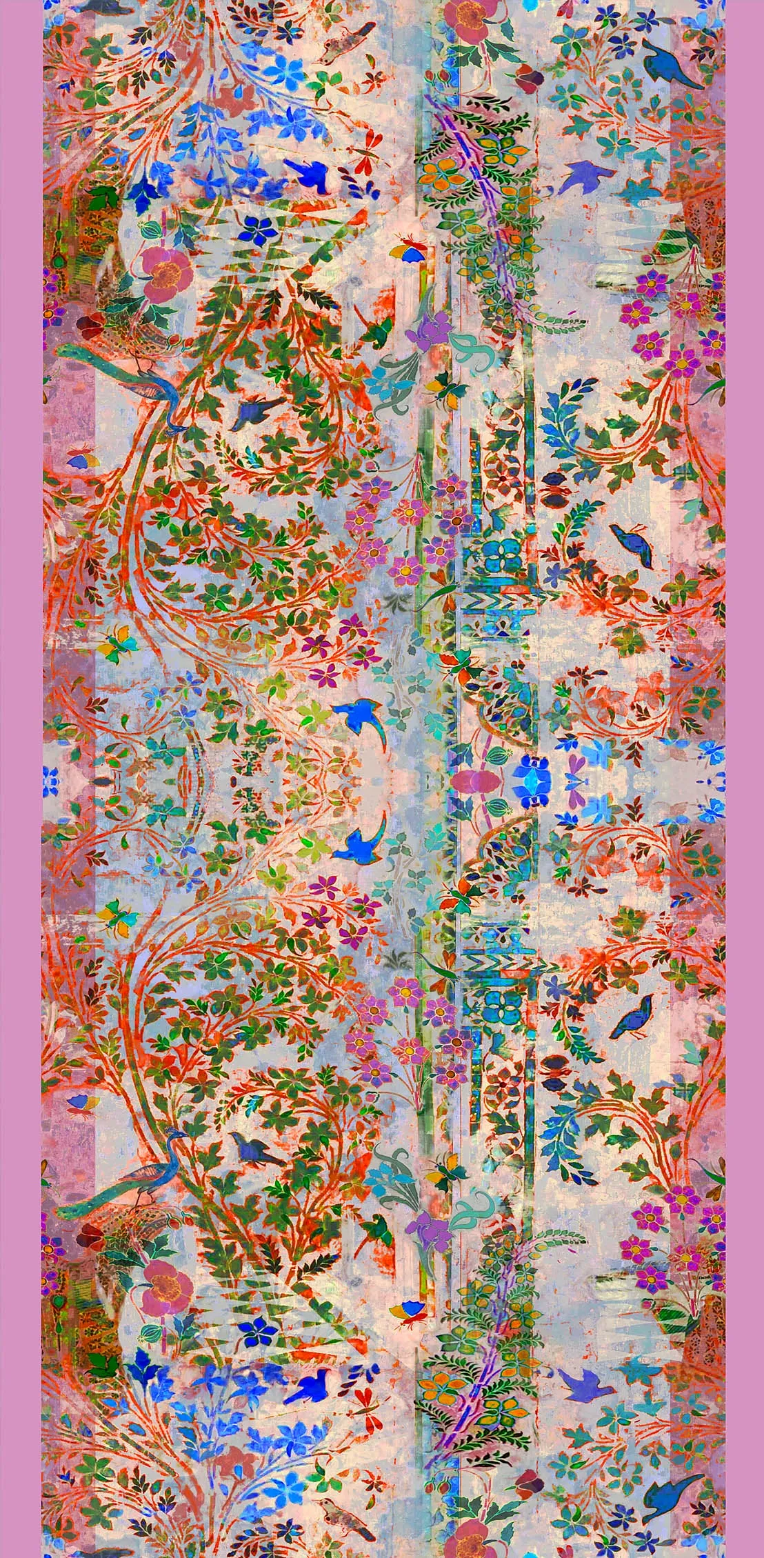 Indian Garden Pink 100% Cotton Scarf