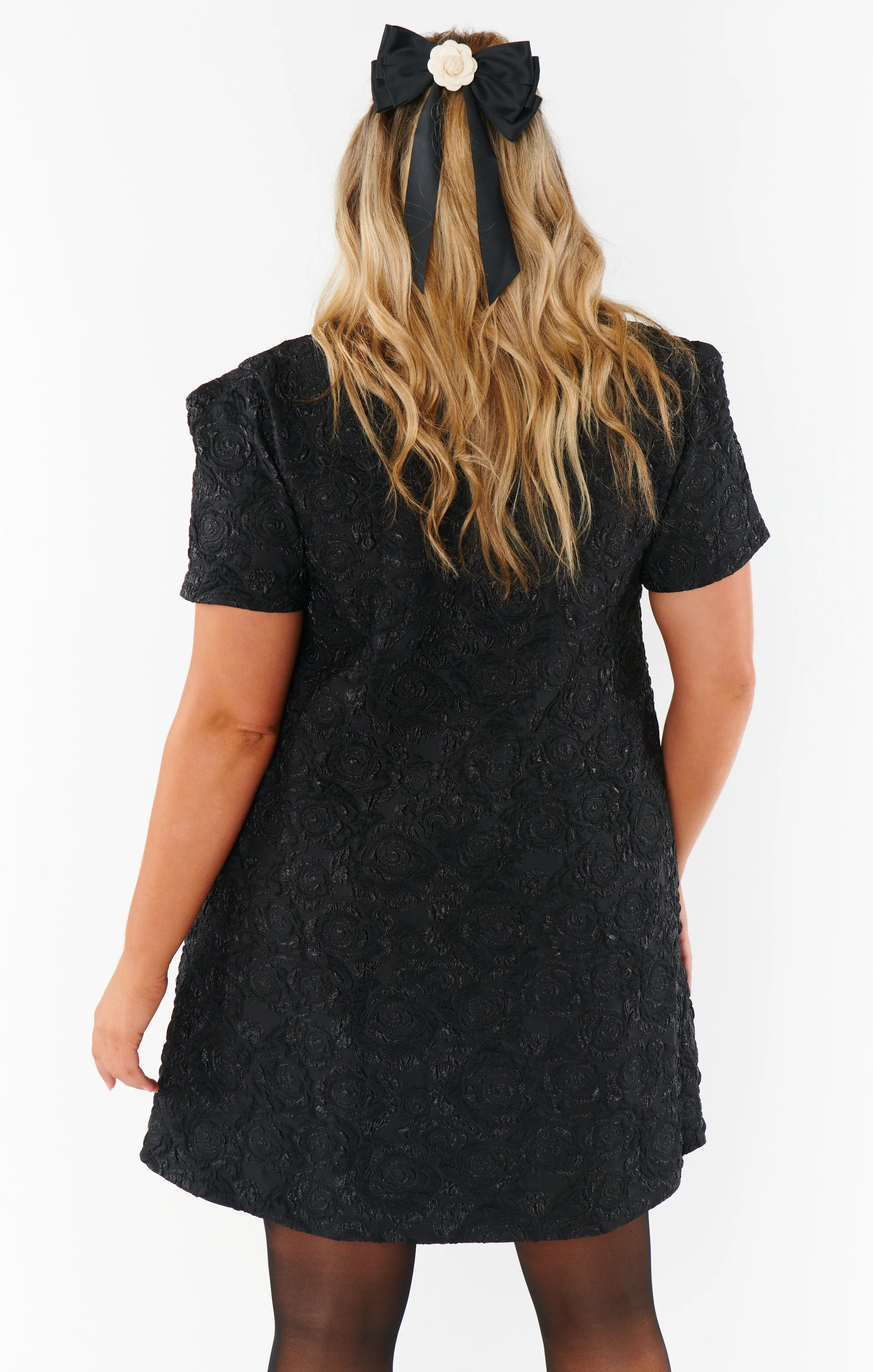 Jeannette Dress ~ Black Blooms Jacquard