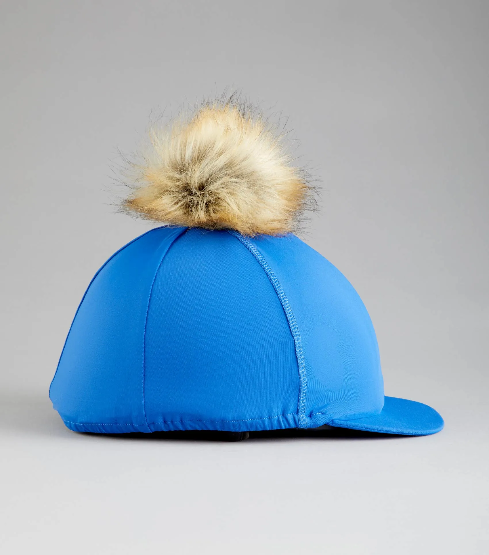 Jersey Hat Silk with Faux Fur Pom Pom Royal Blue