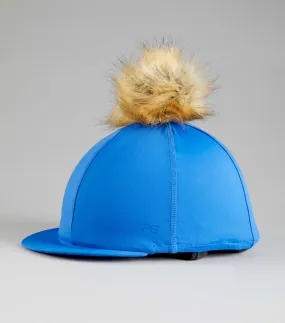 Jersey Hat Silk with Faux Fur Pom Pom Royal Blue