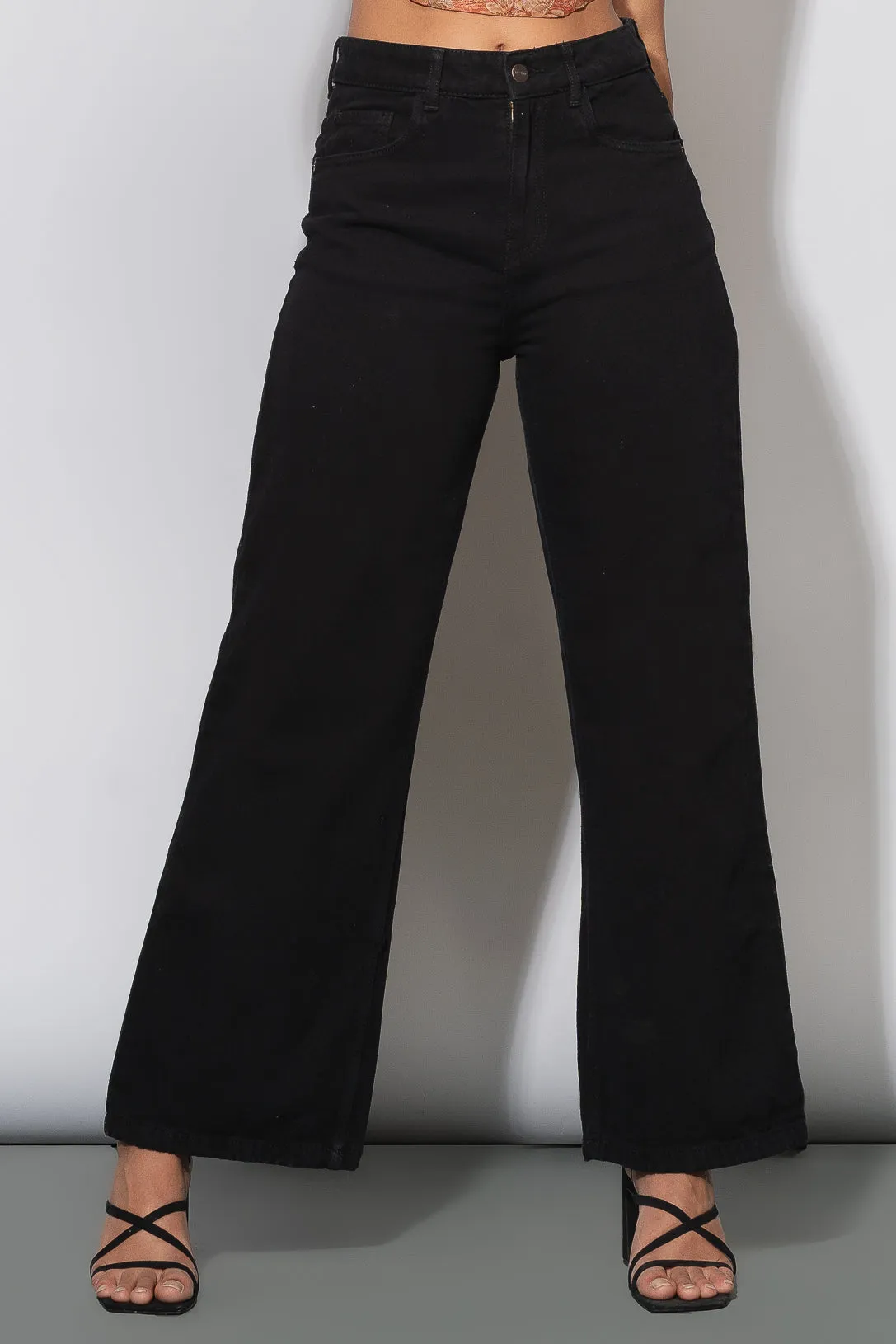 Jet Black Wide Jeans