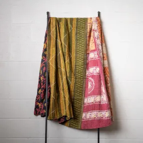 Kantha India Blanket One-of-a-Kind Handcrafted Quilted Pattern Throw ~ No. K-00506