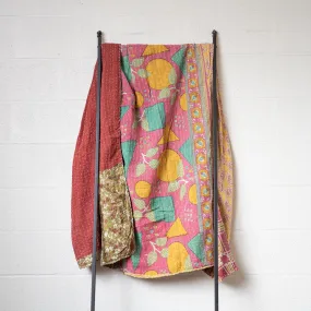 Kantha India Blanket One-of-a-Kind Handcrafted Quilted Pattern Throw ~ No. K-00550