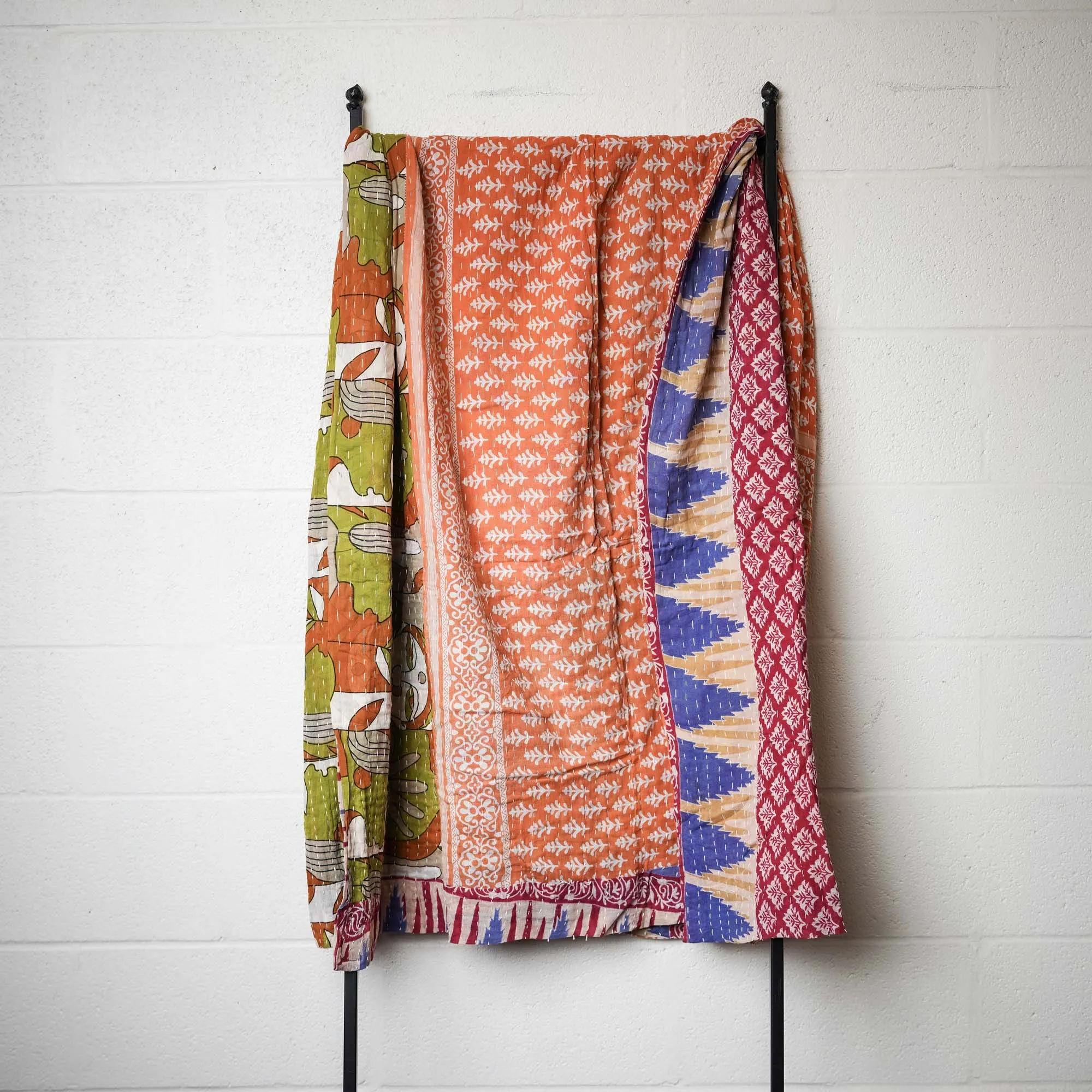 Kantha India Blanket One-of-a-Kind Handcrafted Quilted Pattern Throw ~ No. K-00564