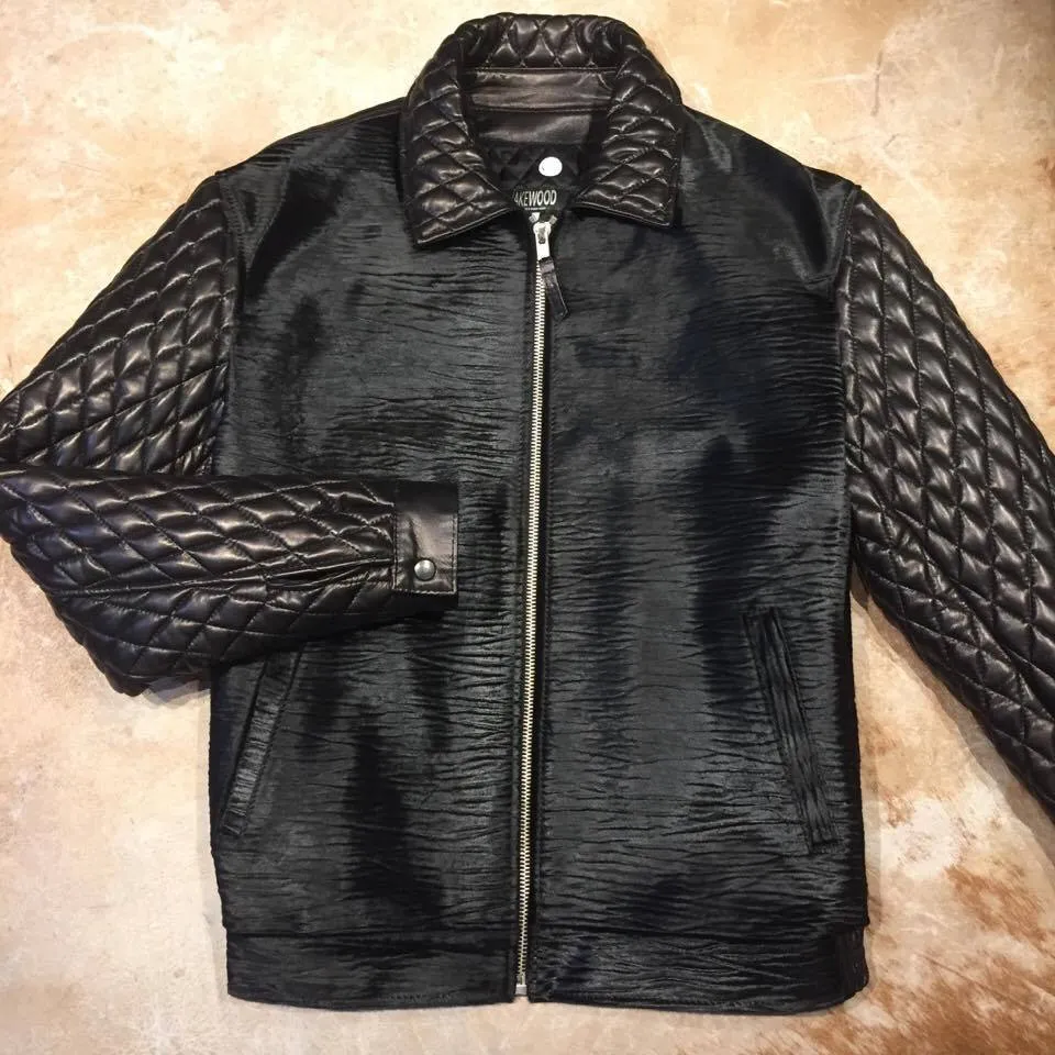 Kashani Midnight Black Quilted Full Pony Bomber Jacket