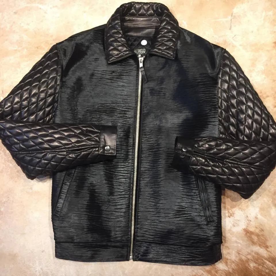 Kashani Midnight Black Quilted Full Pony Bomber Jacket