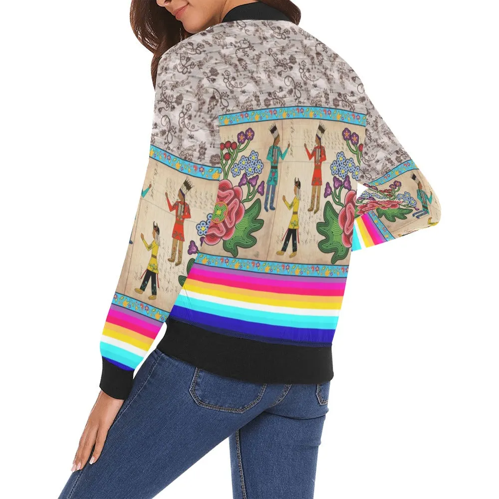 Kinship Ties All Over Print Bomber Jacket for Women