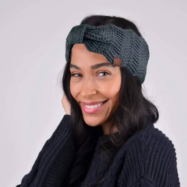 Knotted Bow-Front Chunky Knit Headband