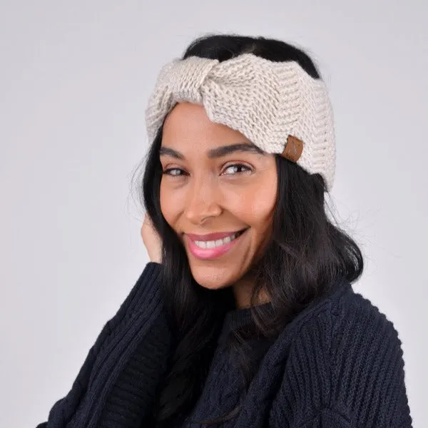 Knotted Bow-Front Chunky Knit Headband