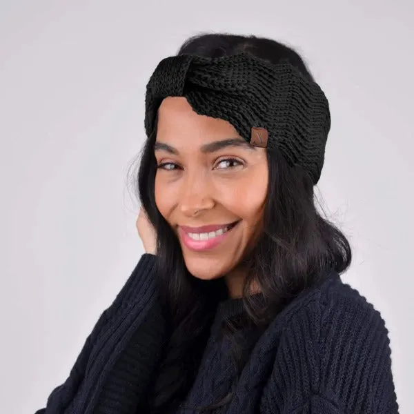 Knotted Bow-Front Chunky Knit Headband