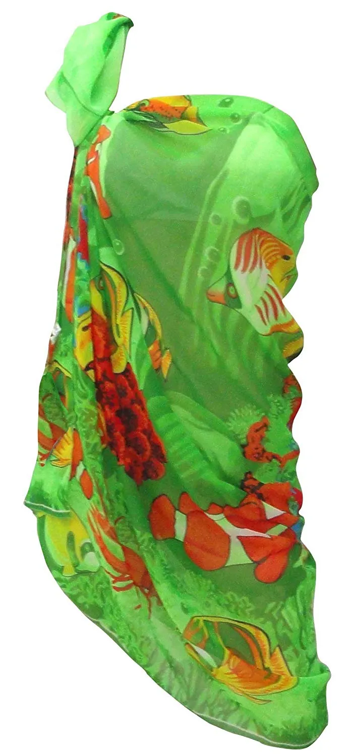 LA LEELA Sea Printed Sheer Beach Swim Hawaiian Sarong Cover ups Pareo