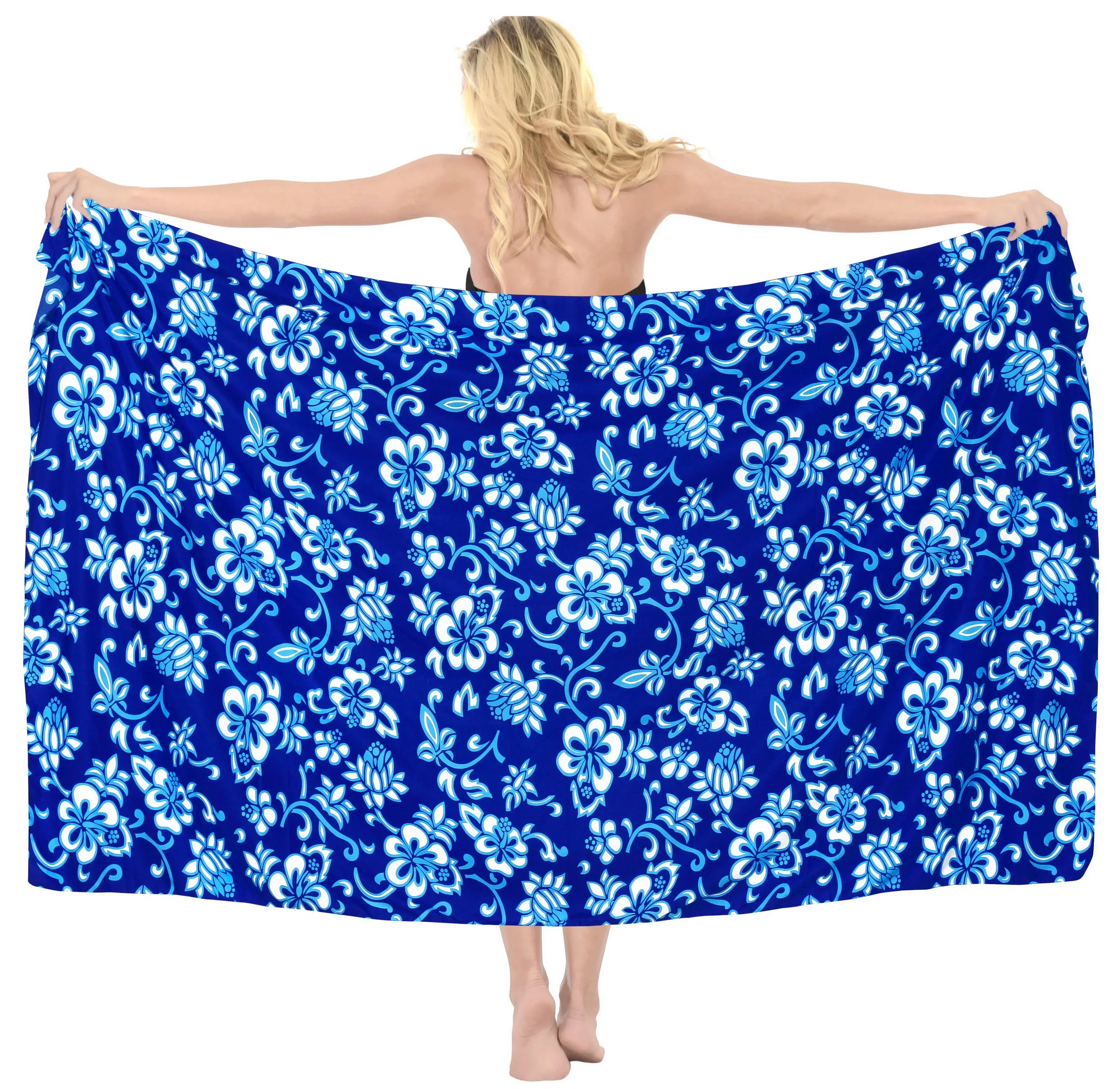 LA LEELA Women's Swimwear Pareo Cover Up Sarong Wrap Skirts One Size Blue_F381