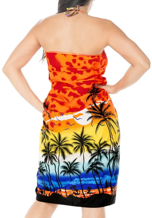 LA LEELA Women's Swimwear Pareo Sarong Bikini Coverups Wrap One Size Orange_E405