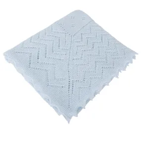 Lacy Acrylic Receiving Shawl - Blue