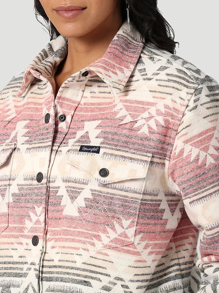 Ladies Wrangler Southwestern Print Shacket - 112336449