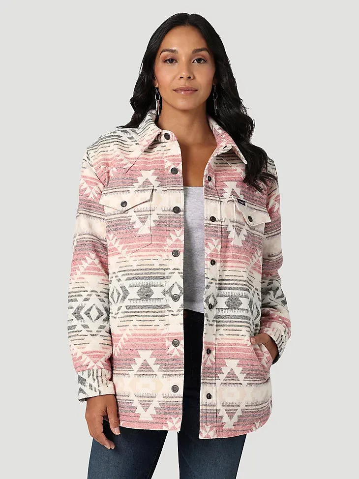 Ladies Wrangler Southwestern Print Shacket - 112336449