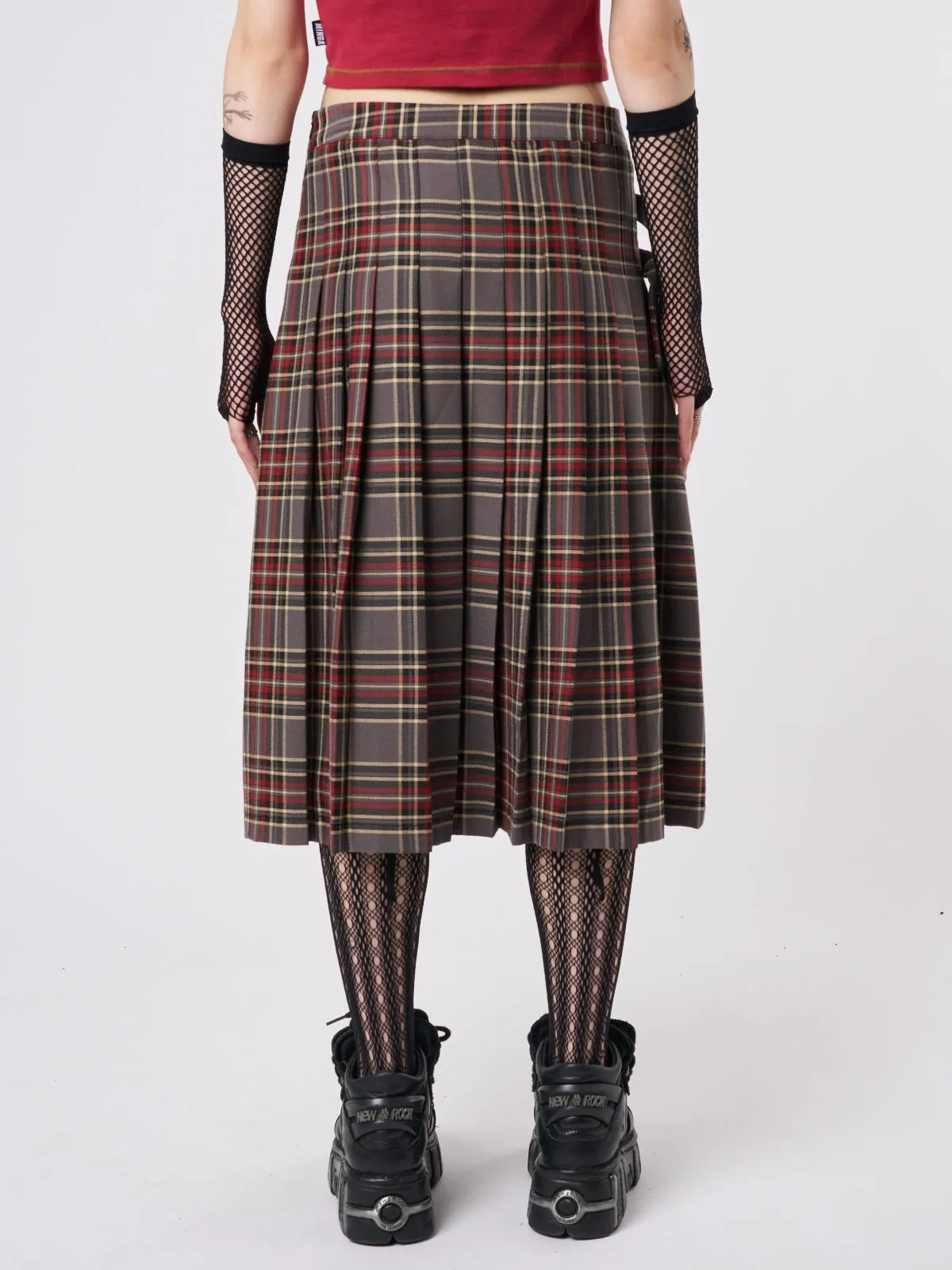 Laurie Pleated Tartan Midi Skirt