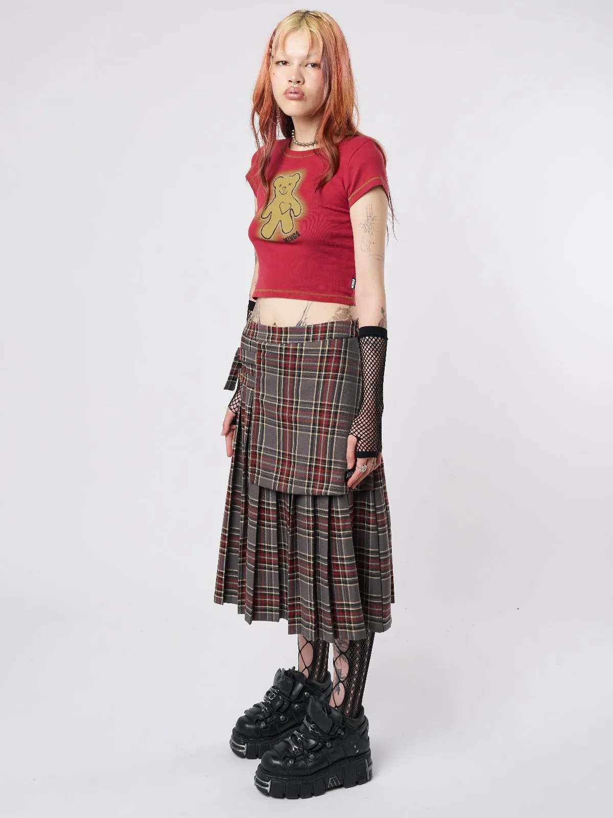 Laurie Pleated Tartan Midi Skirt