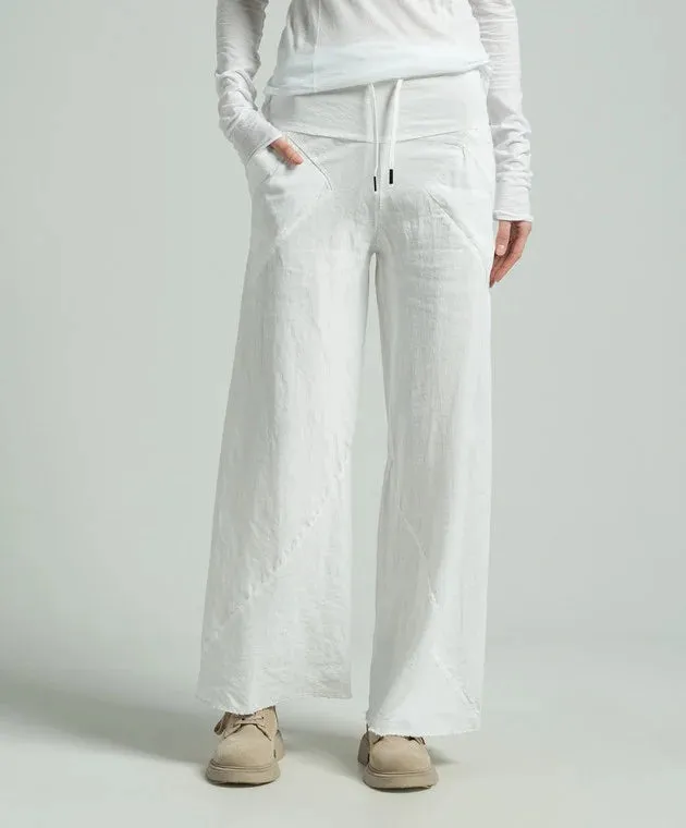 Linen Flared Trousers - Chalk