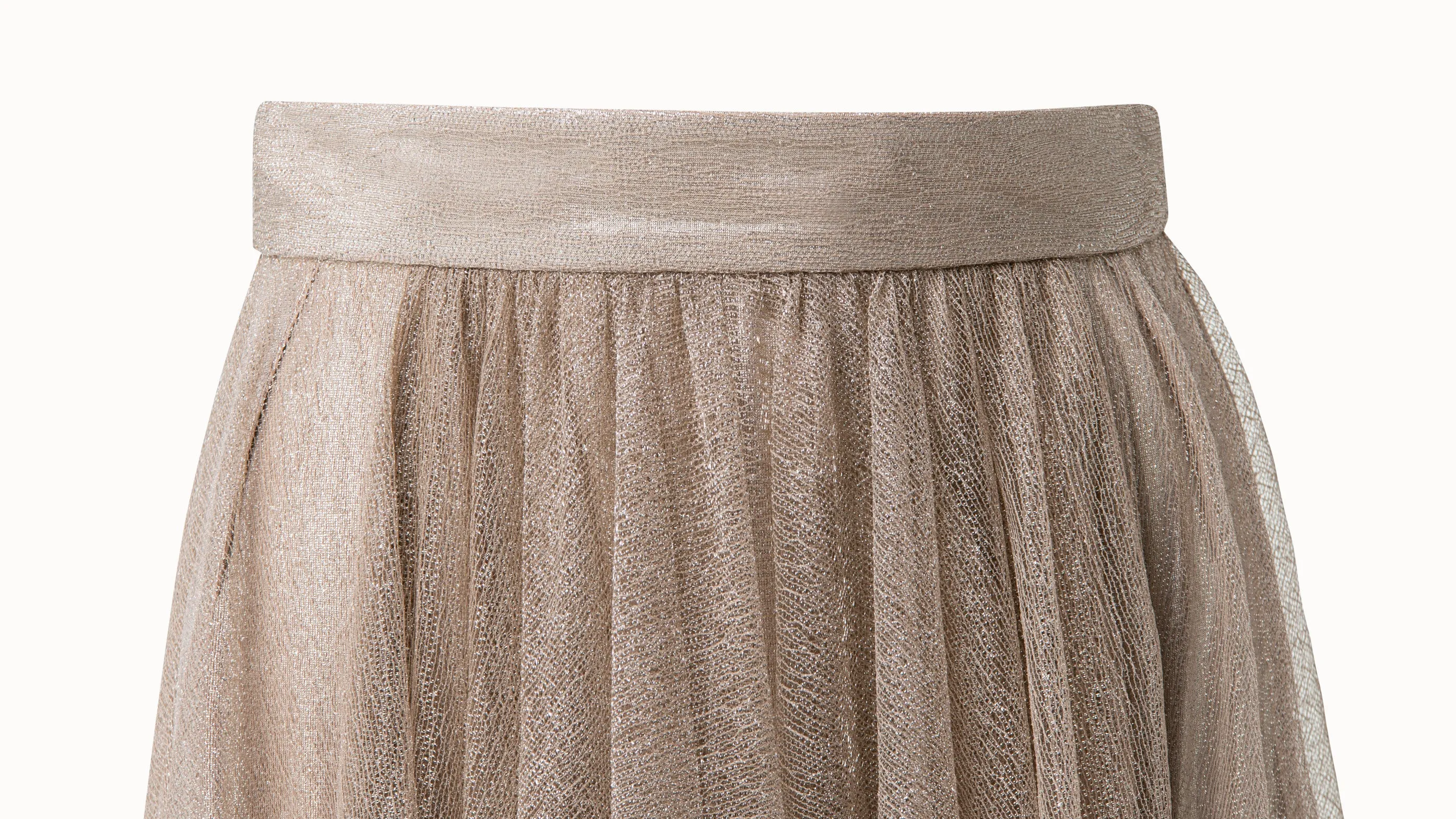 Liquid Jersey And Tulle Pleated Skirt