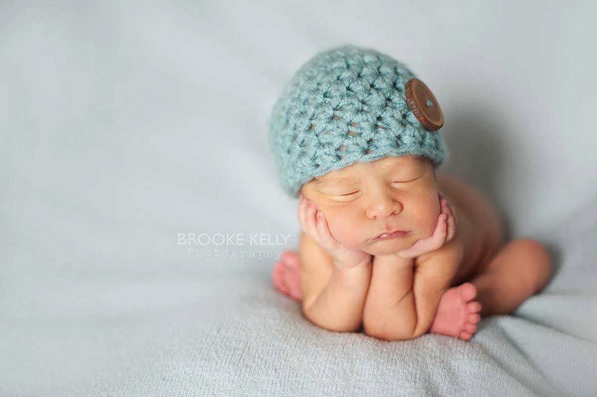 Little Boy Blue Newborn Button Hat