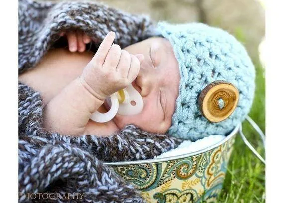 Little Boy Blue Newborn Button Hat