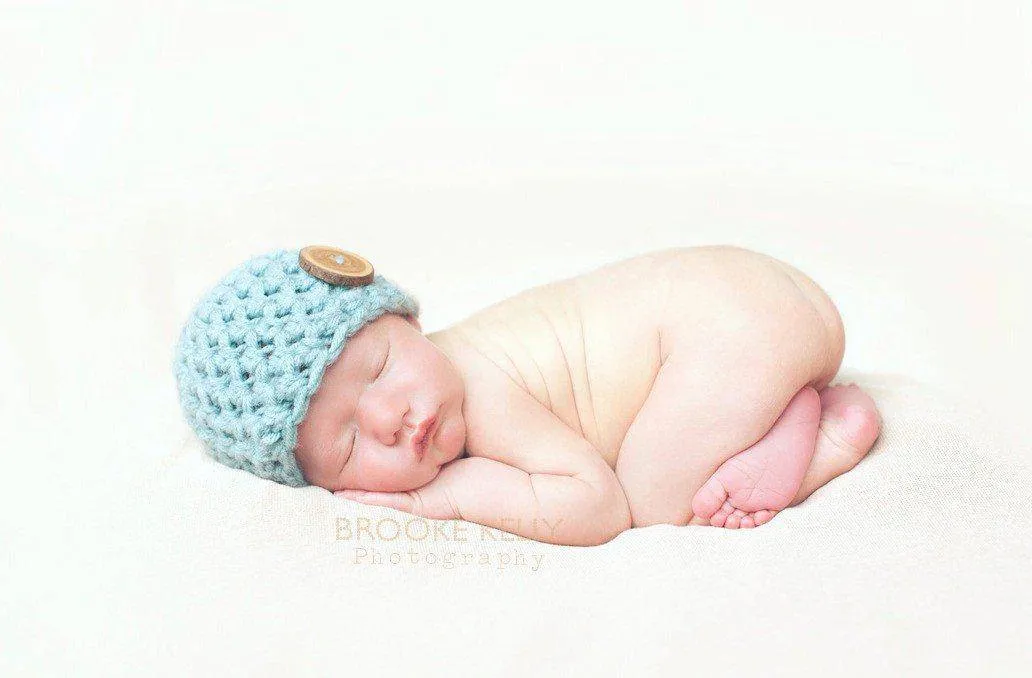 Little Boy Blue Newborn Button Hat