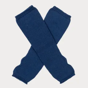 Long Navy Fingerless Cashmere Arm Warmers