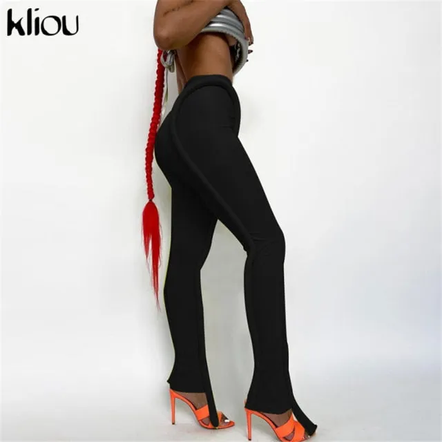 Long Pants Women Summer Sexy Medium Waist Skinny Trousers