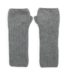 Loose Rib Cashmere Wrist Warmers - Grey