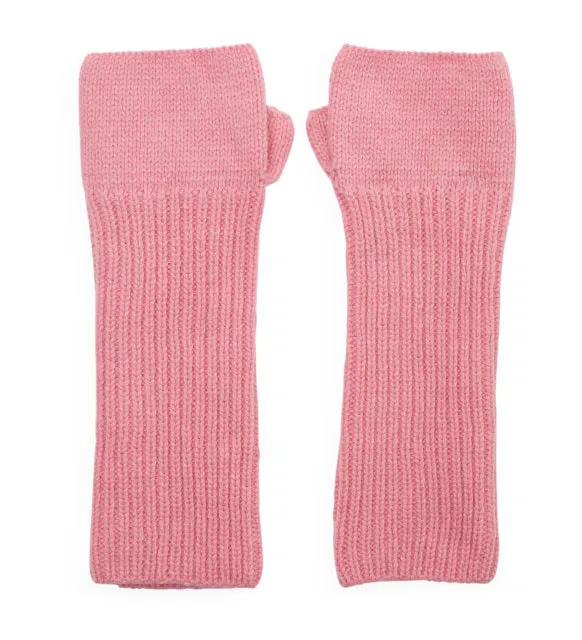 Loose Rib Cashmere Wrist Warmers - Pink