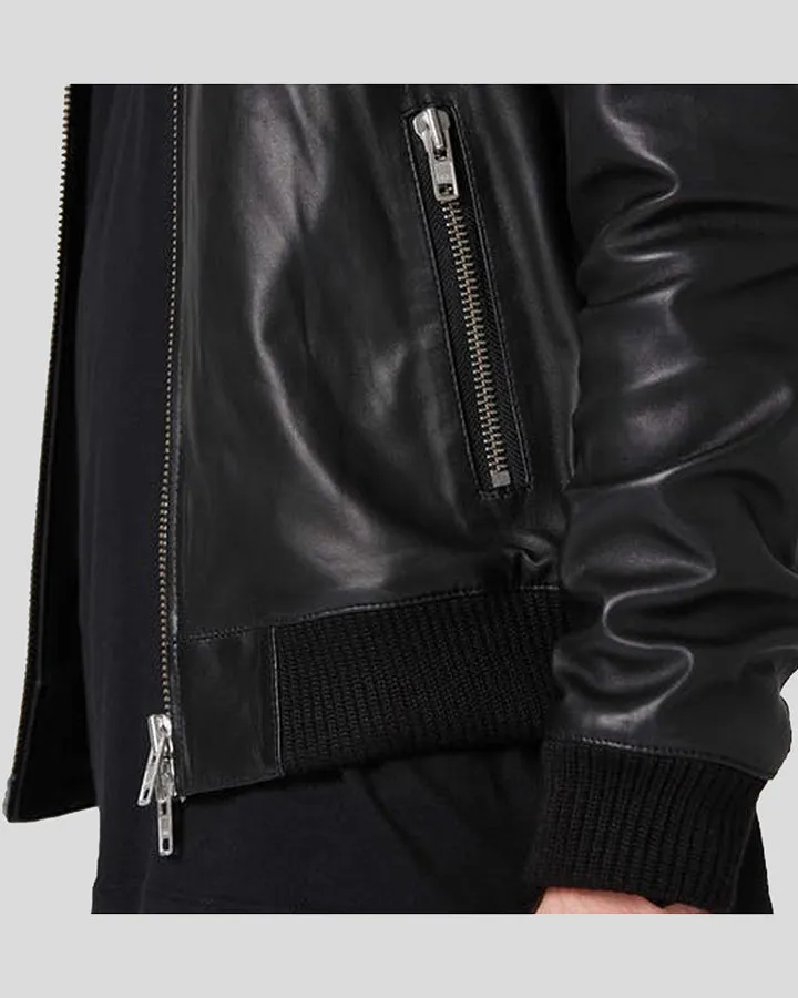 Luke Black Bomber Leather Jacket