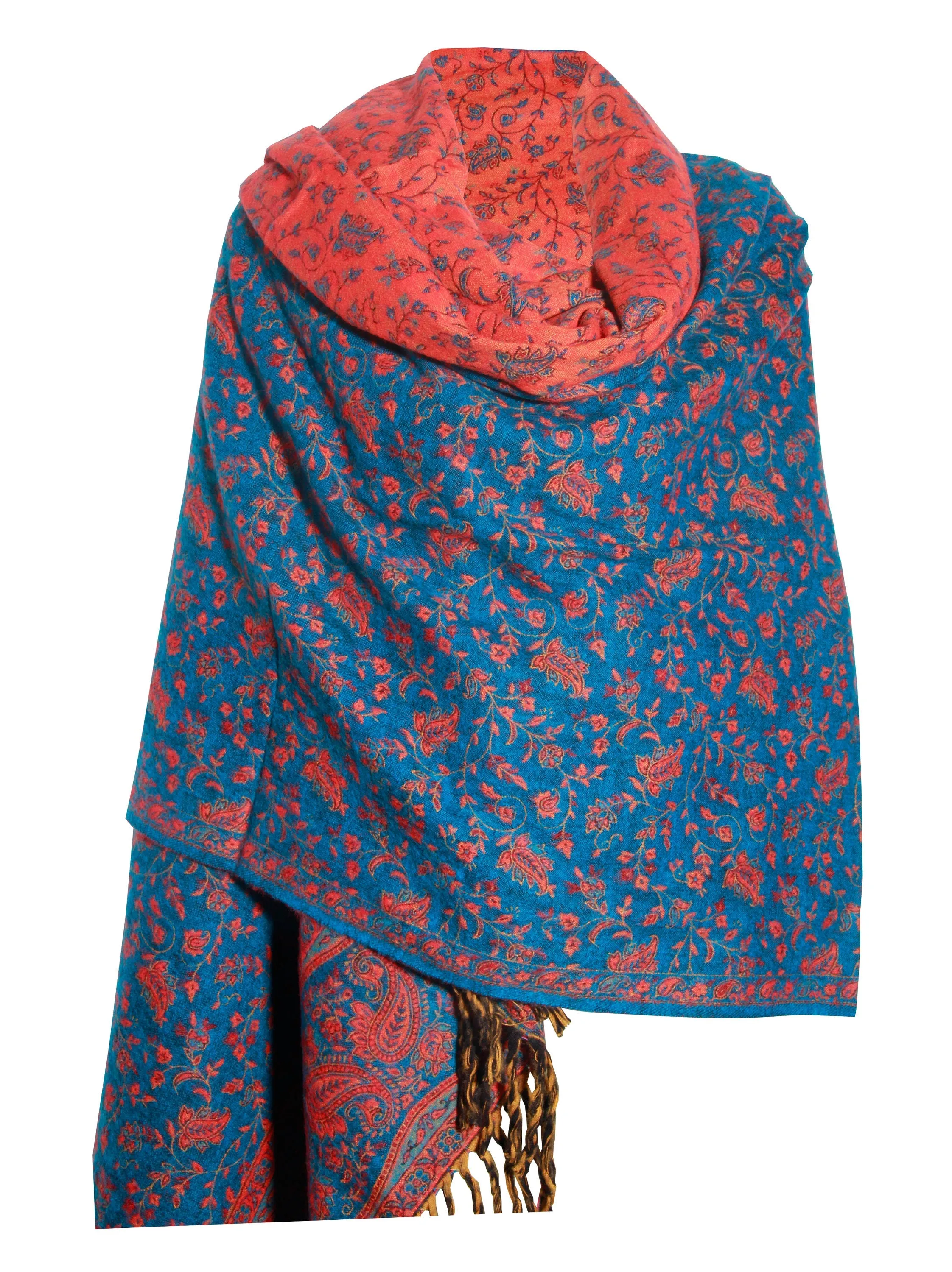 LUXURY HANDMADE TEAL blue floral Scarf Yak Wool comfortable scarf Shawl Blanket stole unisexTravel Wrap Meditation Soft Shawl special Gift