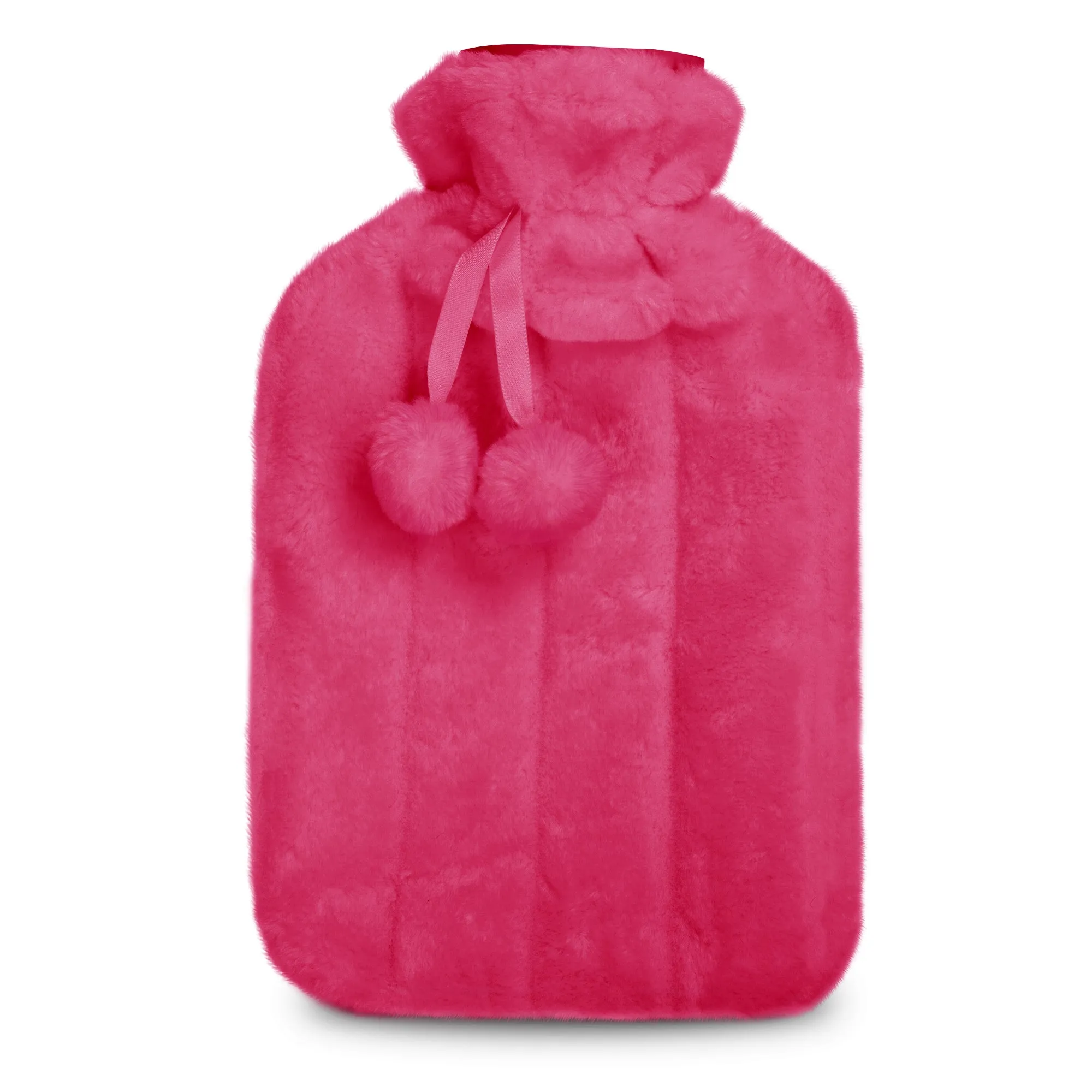 Luxury Hot Water Bottle - Extra Soft Cover, Thermal Rubber Bottle Covered with Premium Faux Fur