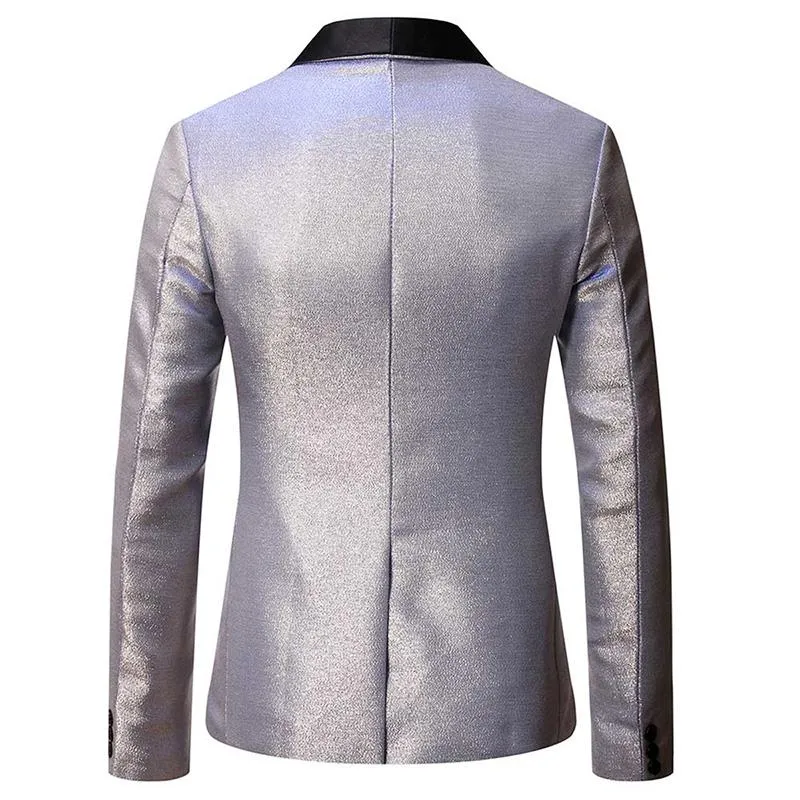 Magic Silver Tuxedo Jacket Luxury Prom Blazer