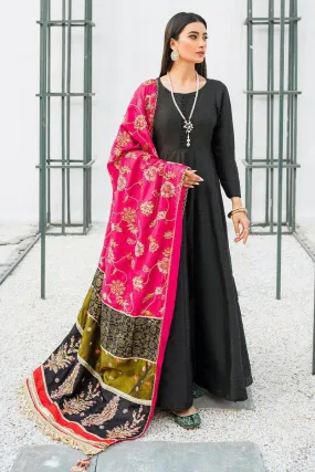 Malook - Iris - Black - Embroidered Raw Silk -3 Piece