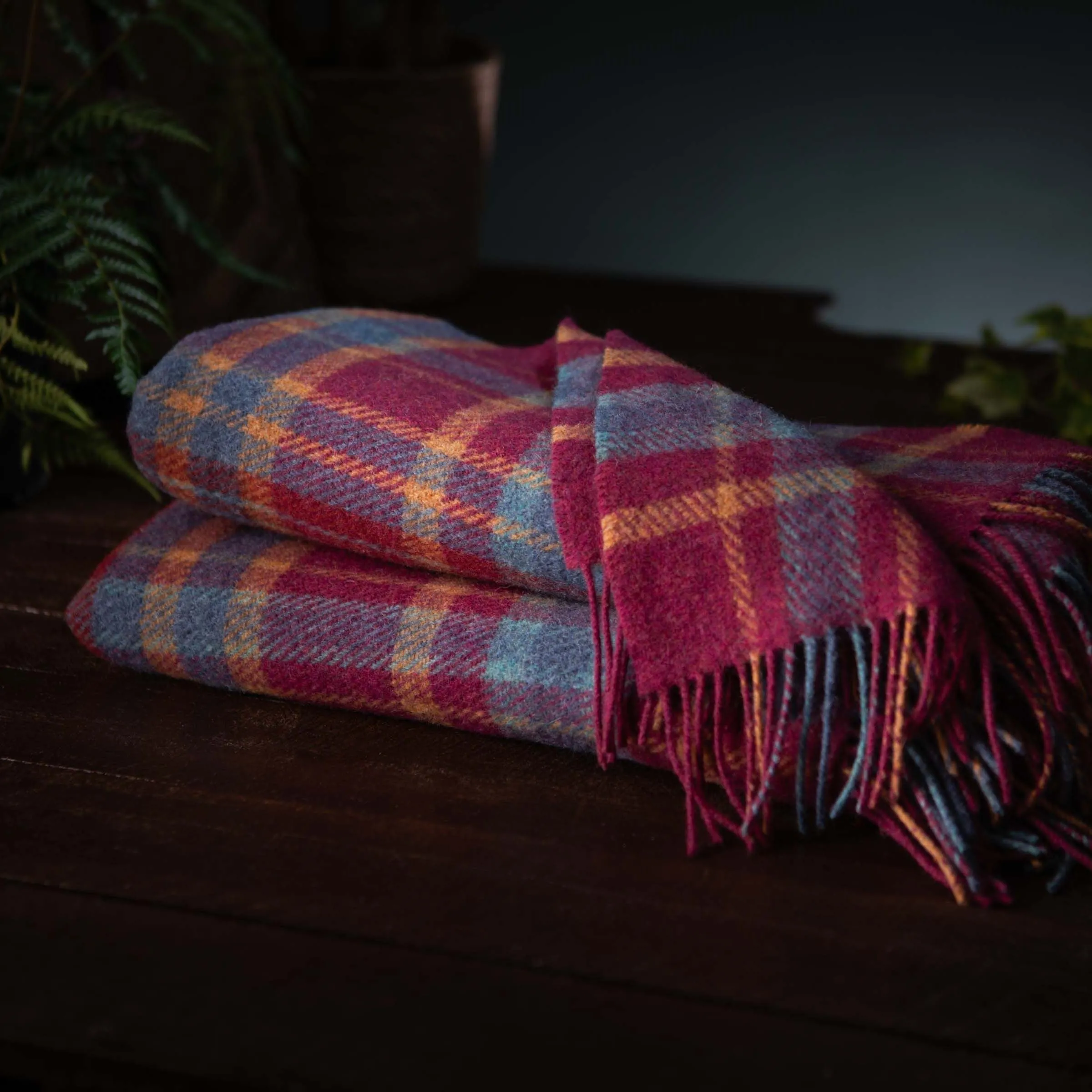 Maroon and Blue Plaid Irish Versatile Picnic Blanket