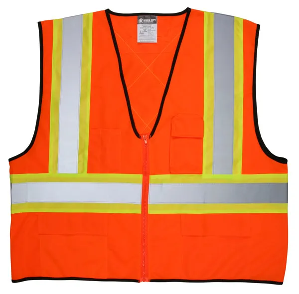 MCR Safety CSA Poly, Oran Vest 4 1/2 Lime/Sil X2